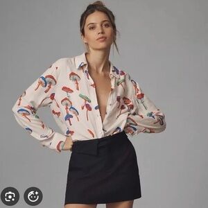 Micro Magic Ex Mushroom Pinked Silk Blouse